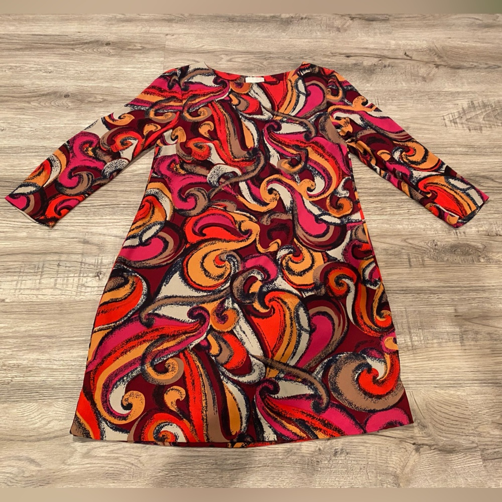 Anthropologie Maeve Shift Dress Print Red Pink Size Small - Picture 2 of 5